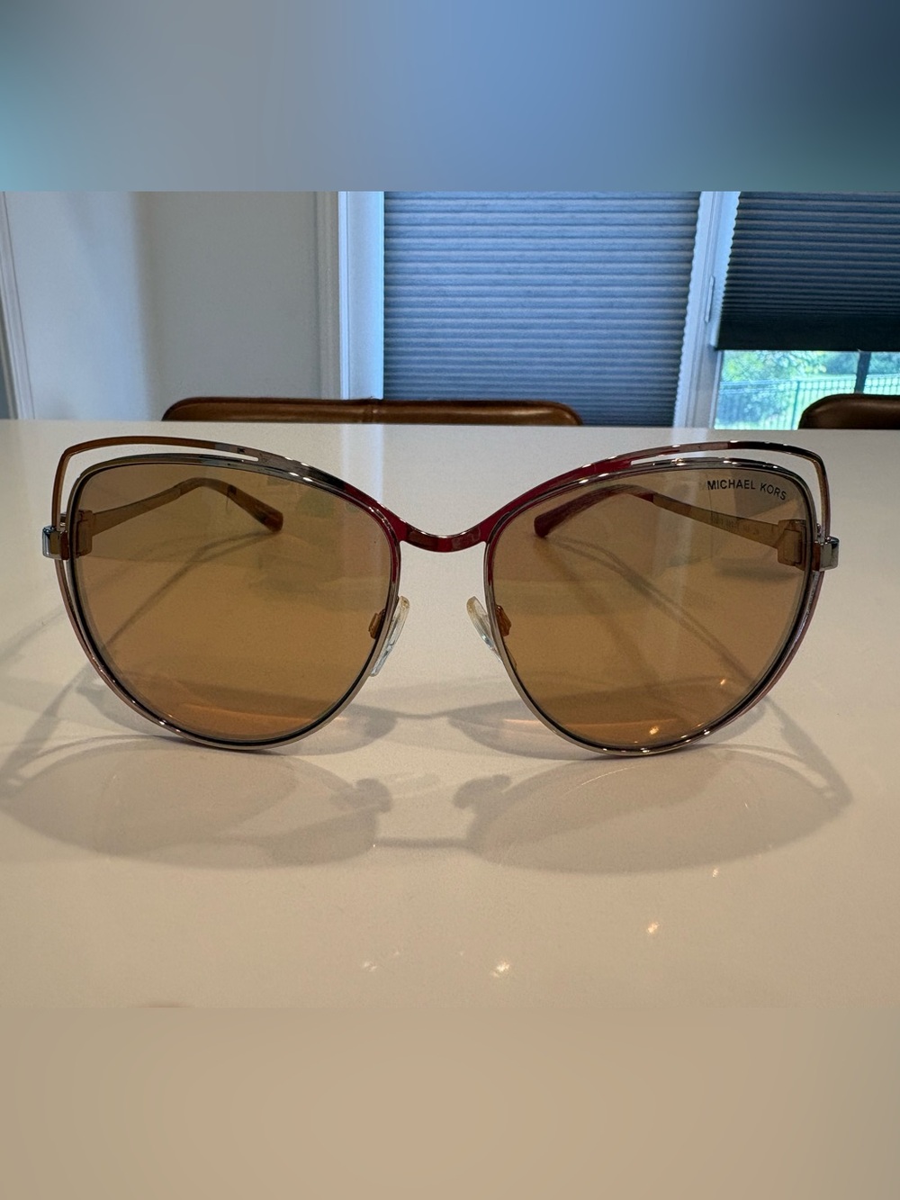 Michael Kors Women's Red Frame with Brown Lenses Aviator Sunglasses